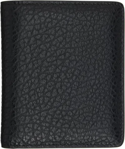 Maison Margiela Textured Leather Compact Bifold Wallet In Black