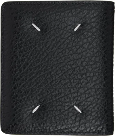Maison Margiela Textured Leather Compact Bifold Wallet In Black