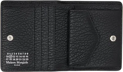 Maison Margiela Textured Leather Compact Bifold Wallet In Black