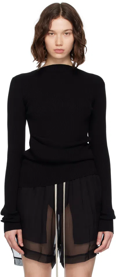 Rick Owens Black Concordians Ribbed Knit Babel Sweater