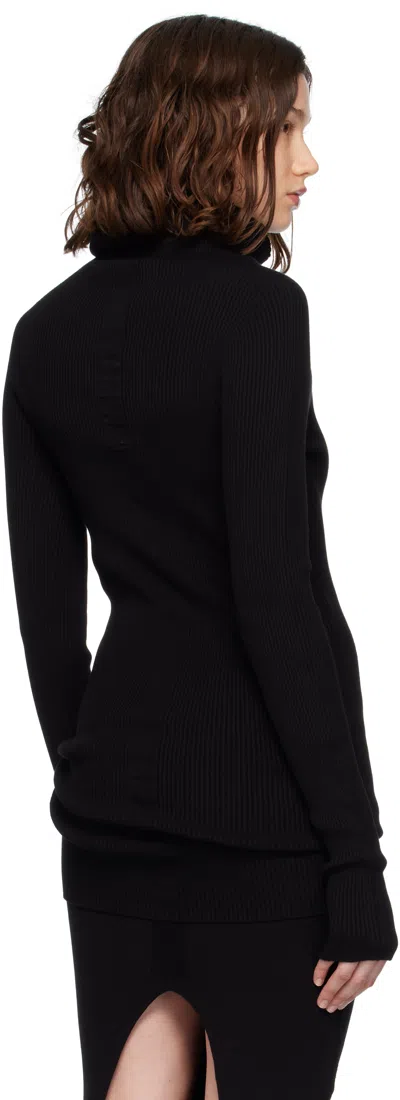 Rick Owens Black Concordians Ribbed Knit Tube Turtleneck