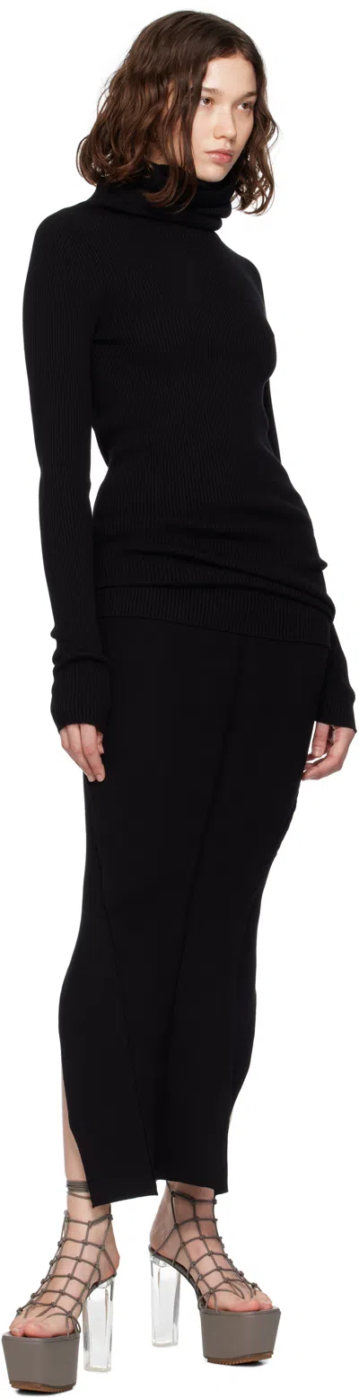 Rick Owens Black Concordians Ribbed Knit Tube Turtleneck