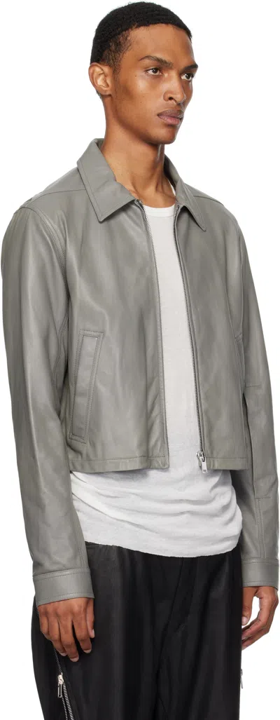 Rick Owens Gray Concordians Alice Brad Leather Jacket
