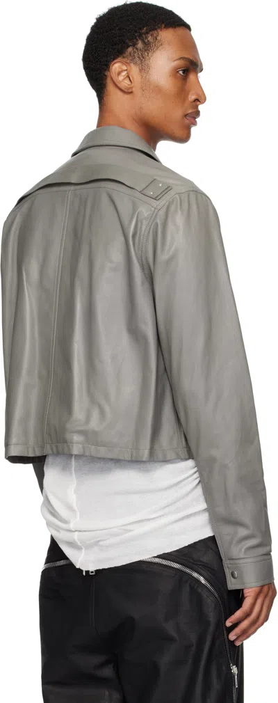 Rick Owens Gray Concordians Alice Brad Leather Jacket