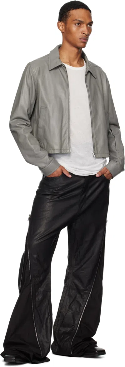 Rick Owens Gray Concordians Alice Brad Leather Jacket