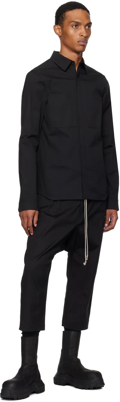Rick Owens Black Hollywood Heavy Drawstring Cropped Trousers