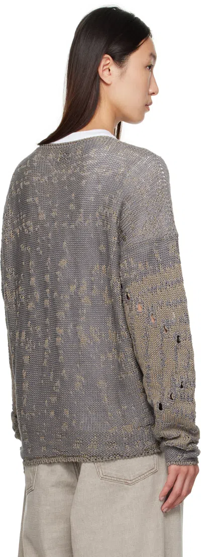 Roa Beige & Gray Vortex Crewneck Sweater In Gray