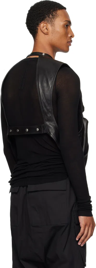 Rick Owens Mens Black Cargo Open-back Leather Vest In Black