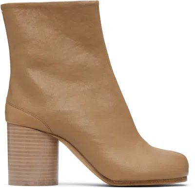 Maison Margiela Beige Tabi Ankle Boots In Brown