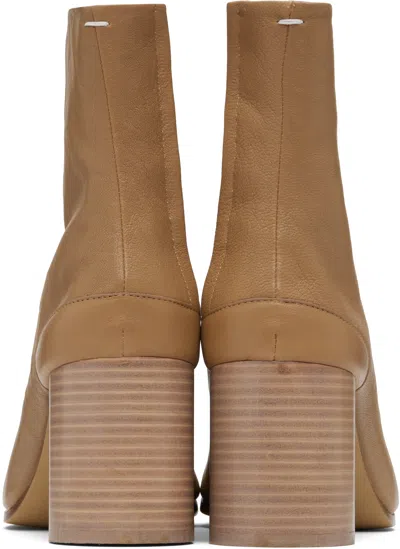 Maison Margiela Beige Tabi Ankle Boots In Brown