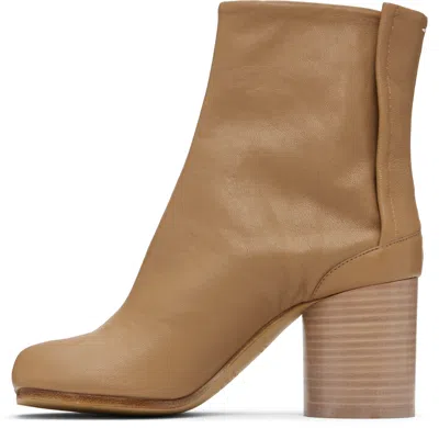 Maison Margiela Beige Tabi Ankle Boots In Brown