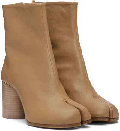 Maison Margiela Beige Tabi Ankle Boots In Brown
