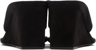 Alaïa Black Satin Tong Wedge Sandals