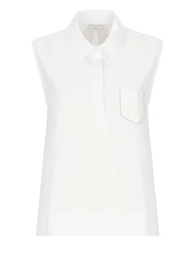 Peserico Sleek Trapezoid Polo Shirt With Masculine Collar In White