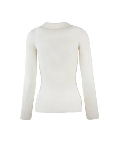 Elisabetta Franchi Polo-neck Chain-detail Top In White