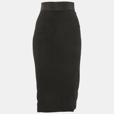 Pre-owned Dolce & Gabbana Black Crepe Pencil Skirt S