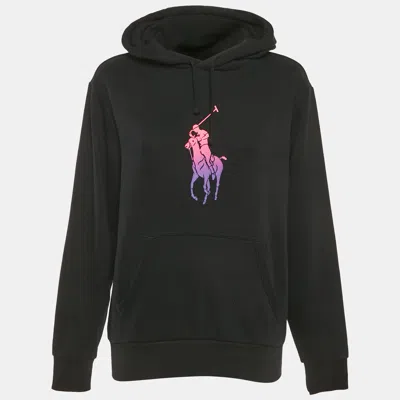Pre-owned Polo Ralph Lauren Black Printed Cotton Hooded Sweatshirt S