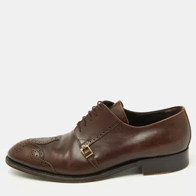 Pre-owned Louis Vuitton Dark Brown Brogue Leather Lace Up Derby Size 45