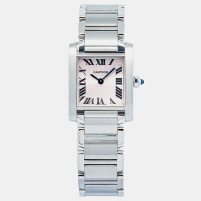 Pre-owned Cartier Tank Francaise W51035q3 Quartz Pink Stainless Steel Women's Wristwatch 20 Mm
