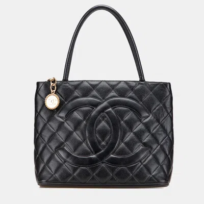 Pre-owned Chanel Black Caviar Medallion Tote