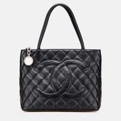 Pre-owned Chanel Black Caviar Medallion Tote