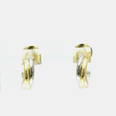 Pre-owned Cartier 18k Yellow Rose White Gold Trinity Earring