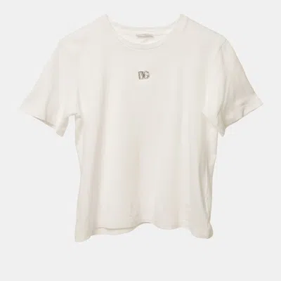 Pre-owned Dolce & Gabbana Kids White Dg Charm Jersey T-shirt 11/12 Yrs