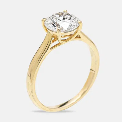 Pre-owned The Diamond Edit 2.00 Cts Round Brilliant Cut 18k Yellow Gold Lab Grown Diamonds Ring Size 54