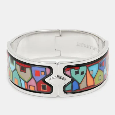 Pre-owned Frey Wille Multicolor Enamel Silver Tone Clasp Bracelet S