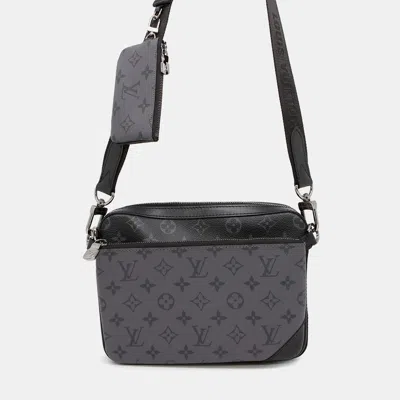 Pre-owned Louis Vuitton Trio Messenger Noir Monogram Eclipse Monogram Eclipse Reverse In Black