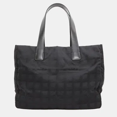 Pre-owned Chanel New Travel Line Tote Bag Black Nylon Size Mm