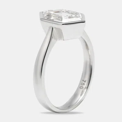 Pre-owned The Diamond Edit 2.75 Cts Hexagon Cut Lab Grown Diamond 18k White Gold Ring Size 52