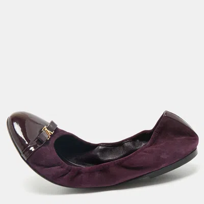 Pre-owned Louis Vuitton Purple Suede And Leather Cap Toe Elba Ballet Flats Size 39.5