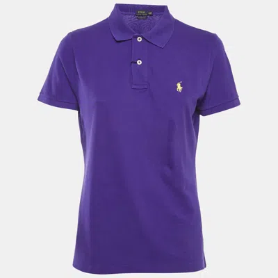 Pre-owned Polo Ralph Lauren Purple Cotton Pique Skinny Polo T-shirt L