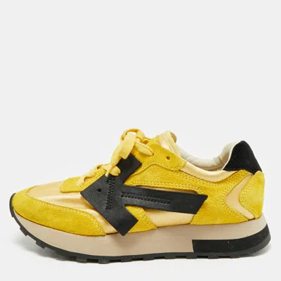 Pre-owned Off-white Yellow Fabric And Suede Hg Runner Sneakers Size 37