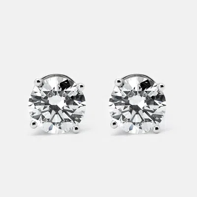 Pre-owned The Diamond Edit 6.00 Cts Round Brilliant Cut 18k White Gold Lab Grown Diamonds Solitaire Stud Earrings