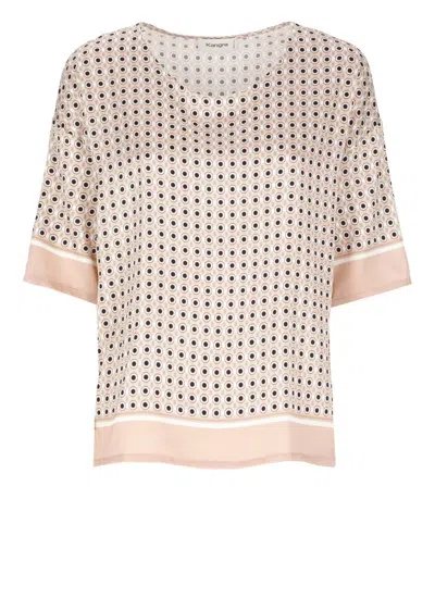 Kangra Cashmere -viscose Blouse With Geometric Pattern In White