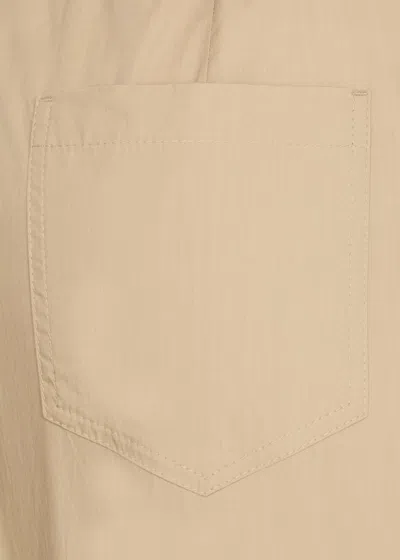 Brunello Cucinelli Beige Cotton Pants With Elastic High Waist
