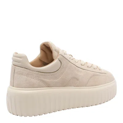 Hogan Suede Platform Sneakers Round Toe In Neutral