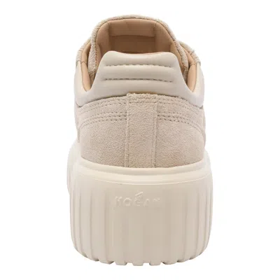Hogan Suede Platform Sneakers Round Toe In Neutral