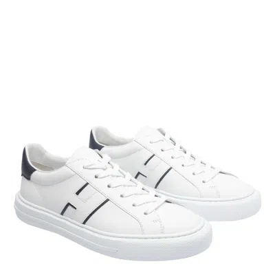 Hogan White Leather Sneakers With Logo Design And Rubber Sole