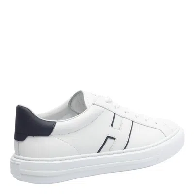 Hogan White Leather Sneakers With Logo Design And Rubber Sole
