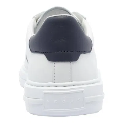 Hogan White Leather Sneakers With Logo Design And Rubber Sole