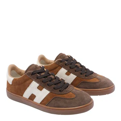 Hogan Low Top Suede Sneakers With Contrast Panel In Multi