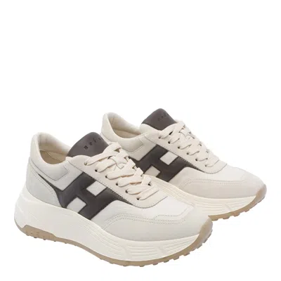 Hogan Ivory Suede And Nappa Leather Low-top Sneakers In White