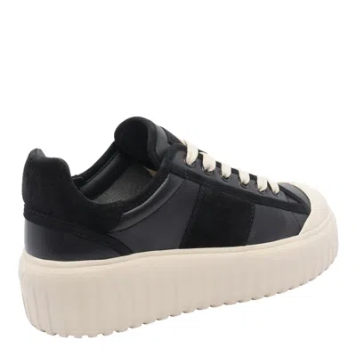 Hogan Leather And Suede Sneakers With Contrasting Sole In Black