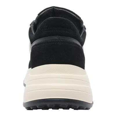 Hogan Leather And Suede Sneakers With Contrasting Sole In Black