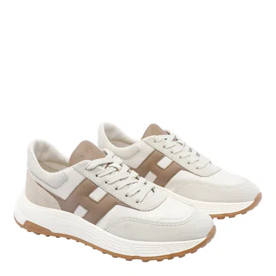 Hogan Lightweight Sneakers With Cushioned Collar And Suede Panels In Neutral
