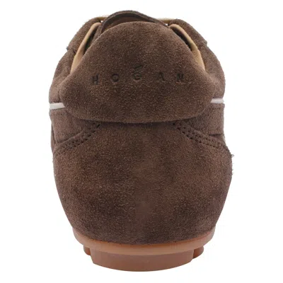 Hogan Suede Upper Sneakers With Contrasting Stitching In Brown