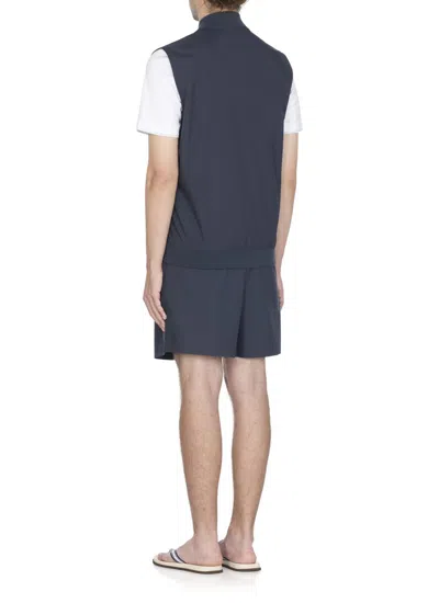 Brunello Cucinelli Sporty Blue Sleeveless Jacket With Contrasting Logo In Blue